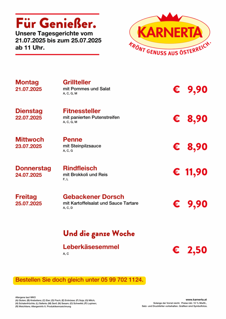 Menüplan KW 30