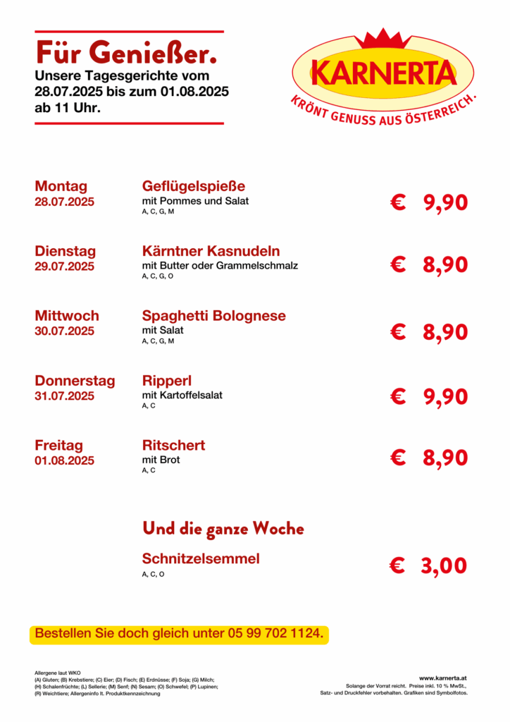 Menüplan KW 31
