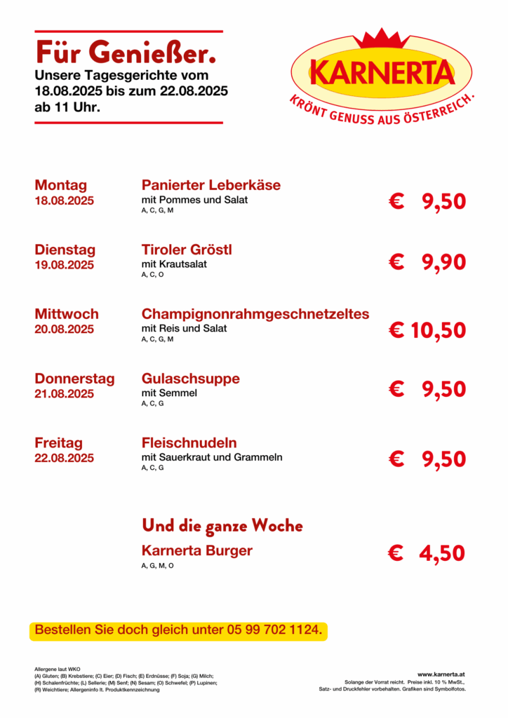 Menüplan KW 34