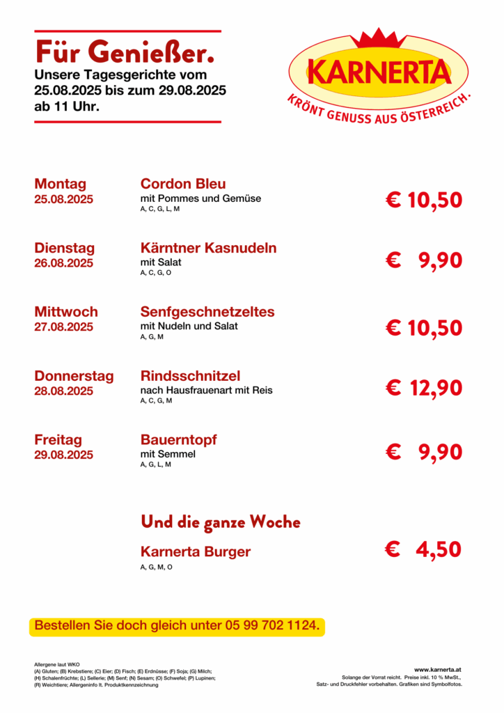 Menüplan KW 35