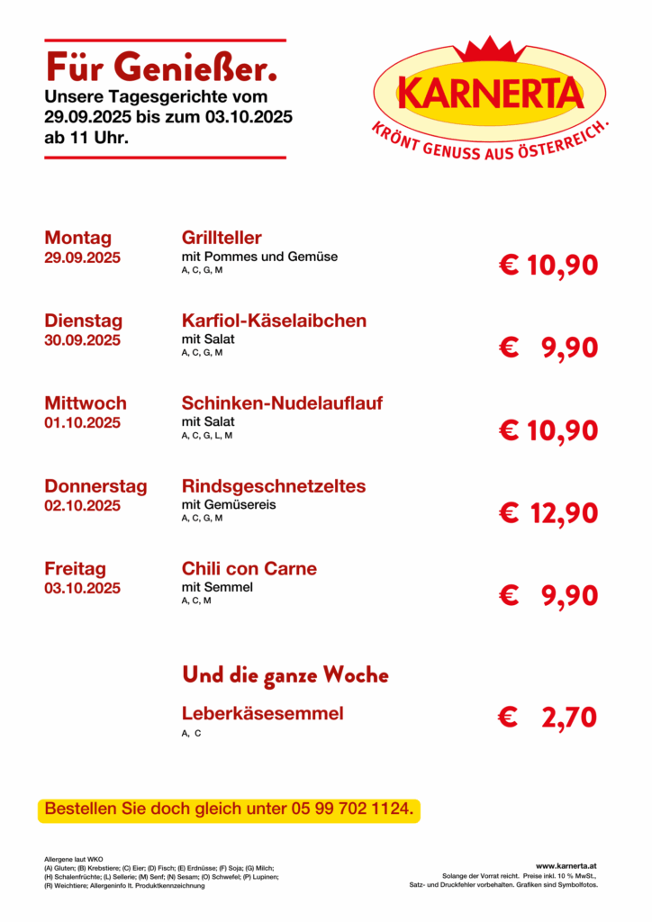 Menüplan KW 40
