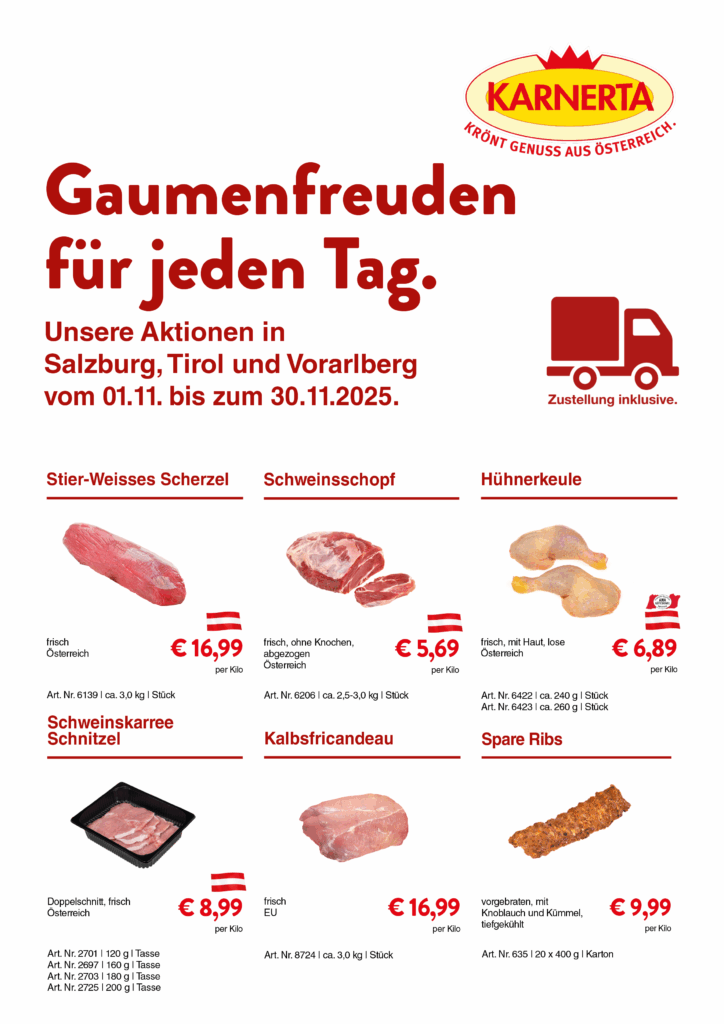 Gastro-Aktion November, Salzburg, Vorarlberg und Tirol