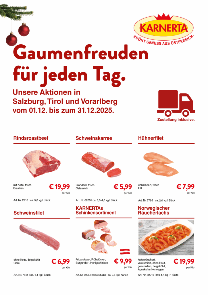 Gastro Aktion Dezember Salzburg, Tirol und Vorarlberg