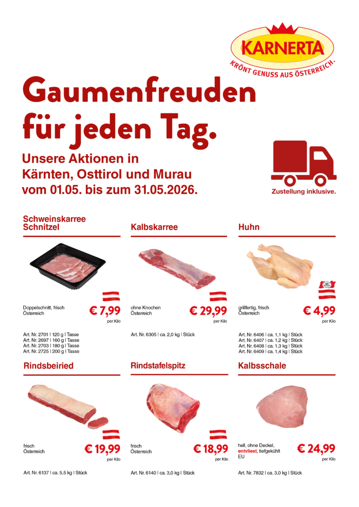 Gastro-Aktion Mai Kärnten-Lienz-Murau