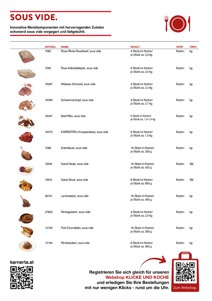 Flyer Sous-vide-Produkte